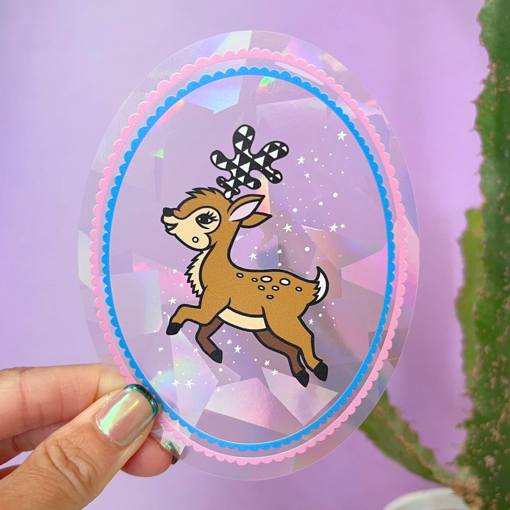 Prancing Deer Suncatcher Rainbow Maker Window Sticker