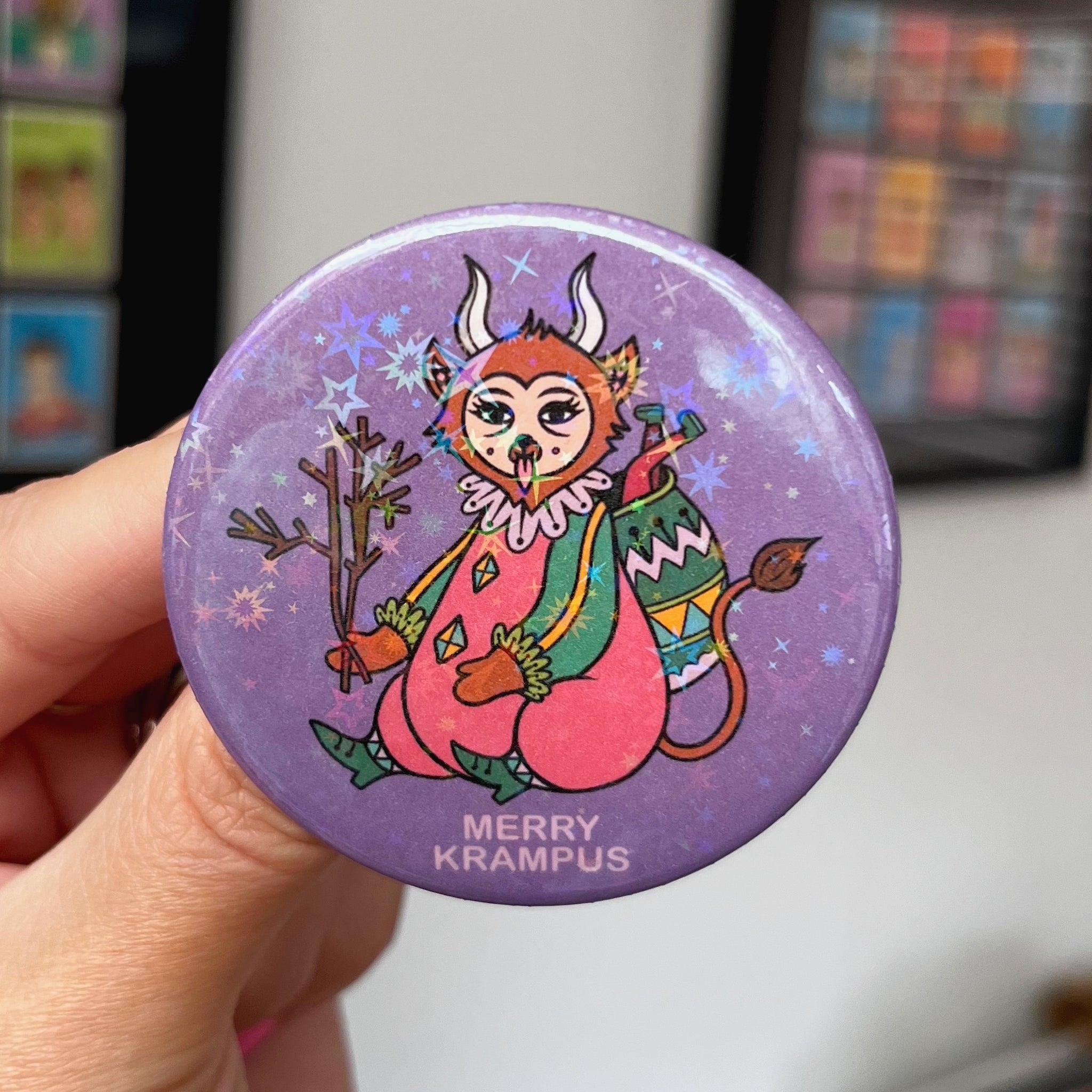 Merry Krampus Button Badge