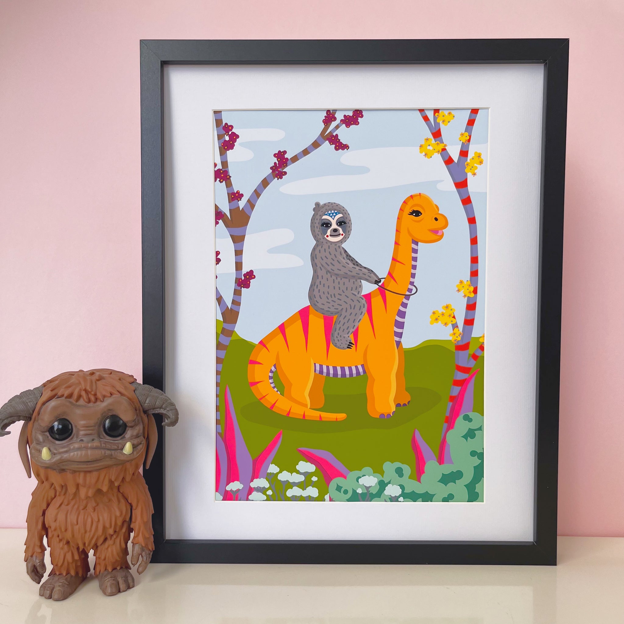 SALE Dino Sloth Print