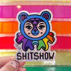 Shitshow Bear Glitter Vinyl Sticker