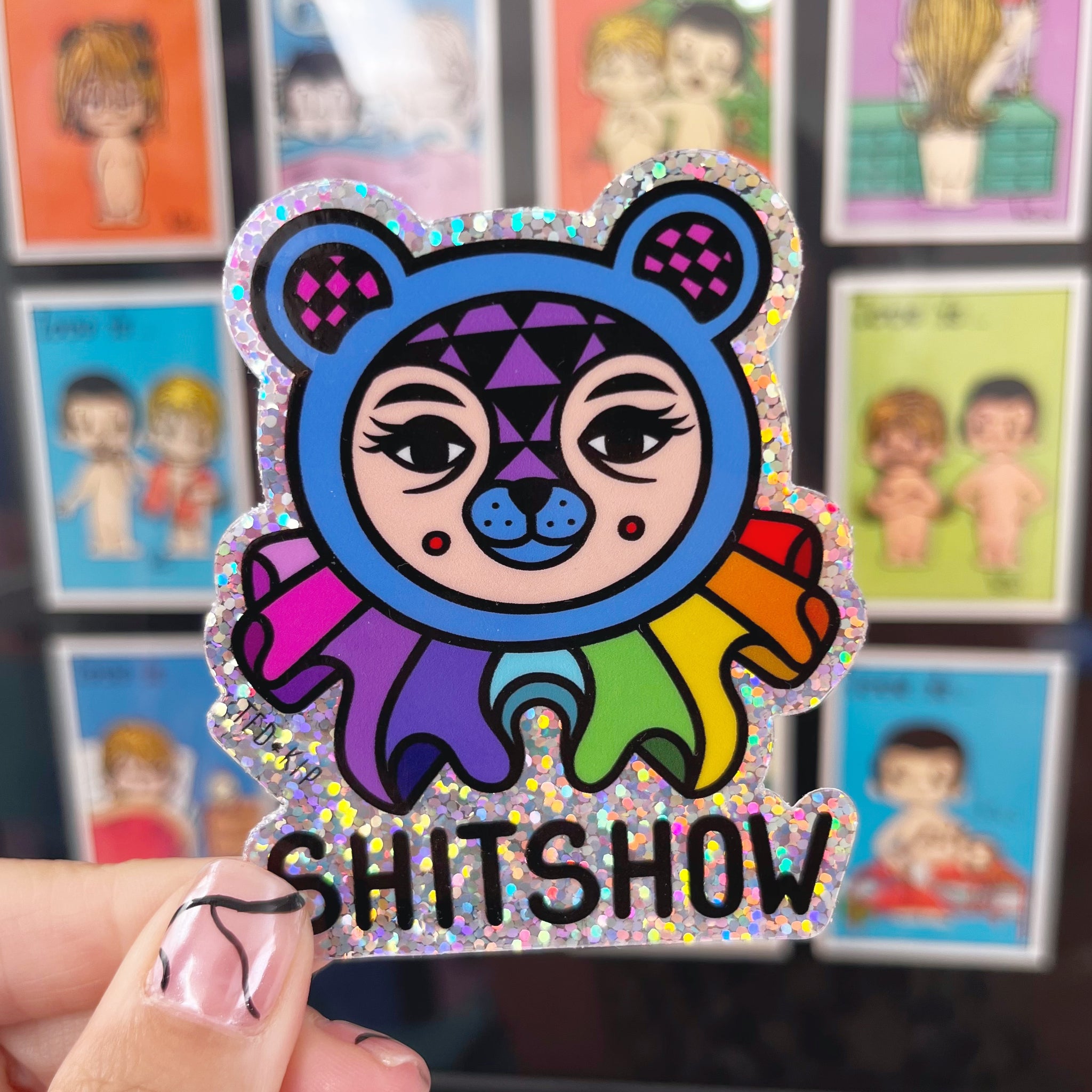 Shitshow Bear Glitter Vinyl Sticker