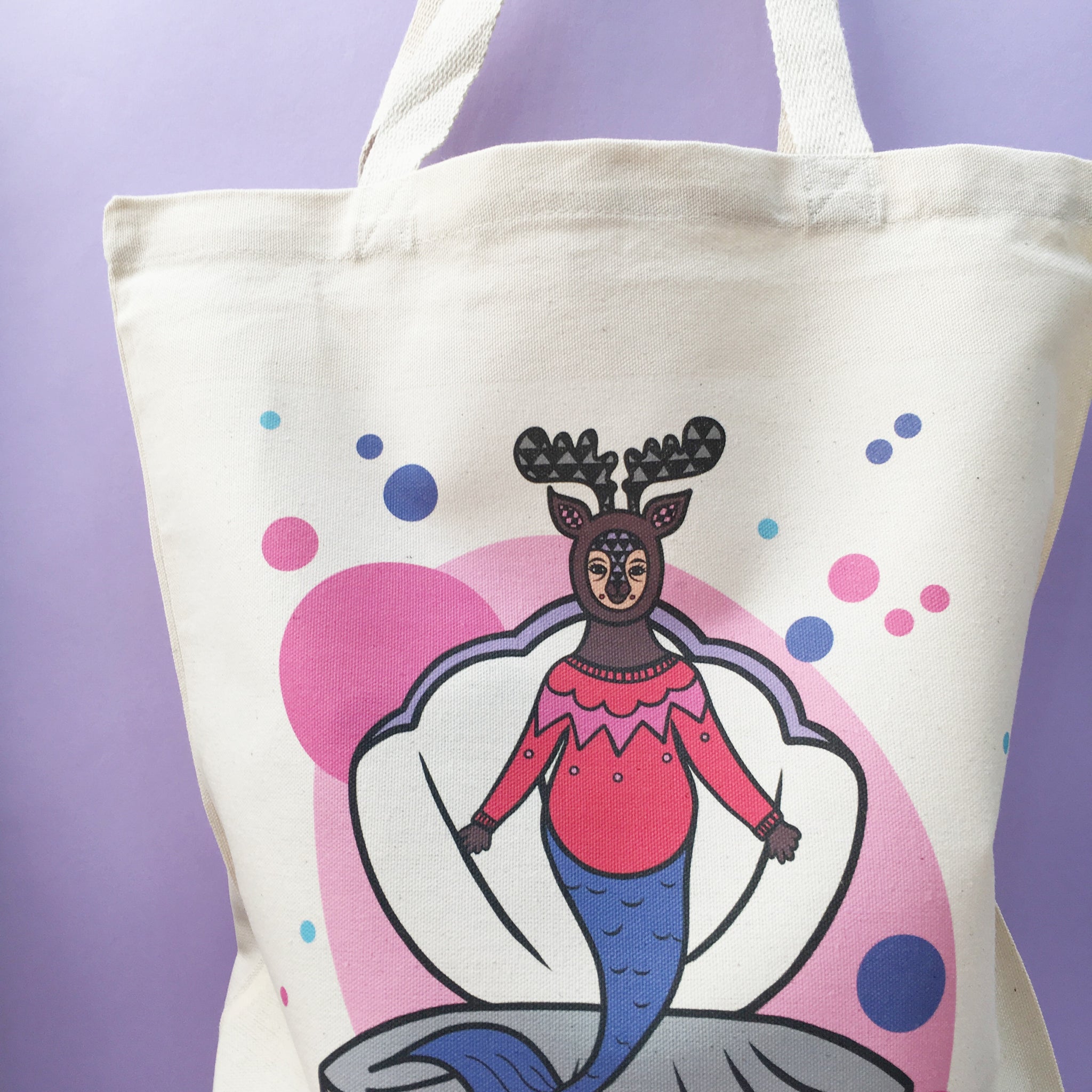 SALE Mermaid Deer Canvas Tote Bag