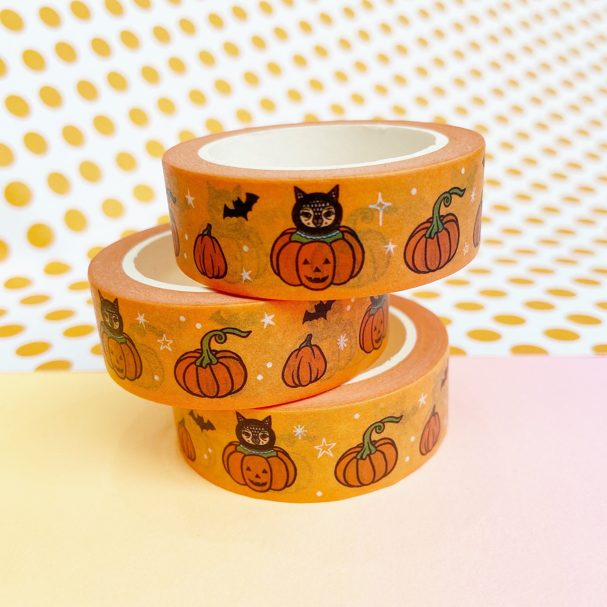 Orange Pumpkins And Black Cat Washi Tape