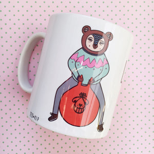 Bear On A Space Hopper (Let's Do This!) Mug