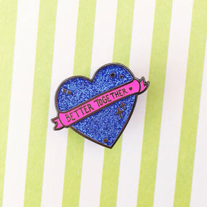 Better Together Glitter Heart Pin (Purple)