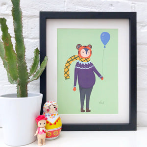SALE Tiger with a Balloon Print