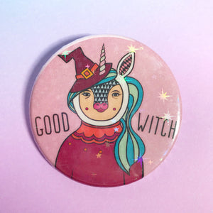 Good Witch and Bad Witch Button Badge Set