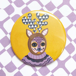 Day Of The Dead Rabbit & Deer Button Badge Set