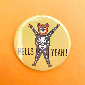 Hells Yeah Tiger Skeleton Button Badge