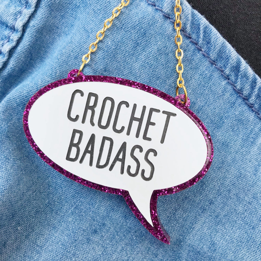 Crochet Badass Acrylic Necklace (Pink)