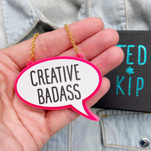 LIMITED EDITION Creative Badass Acrylic Necklace (Neon Pink)