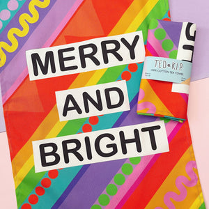 Merry And Bright Christmas Tea Towel