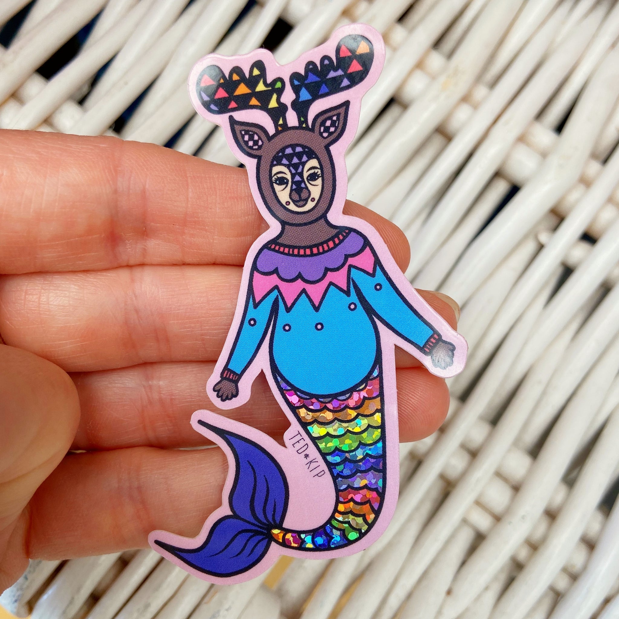 SALE Mermaid Deer Glitter Vinyl Sticker