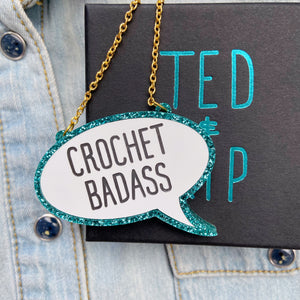 Crochet Badass Acrylic Necklace (Turquoise)