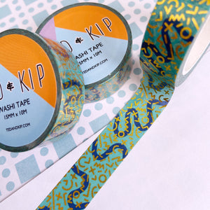 Turquoise Squiggle FOIL Washi Tape