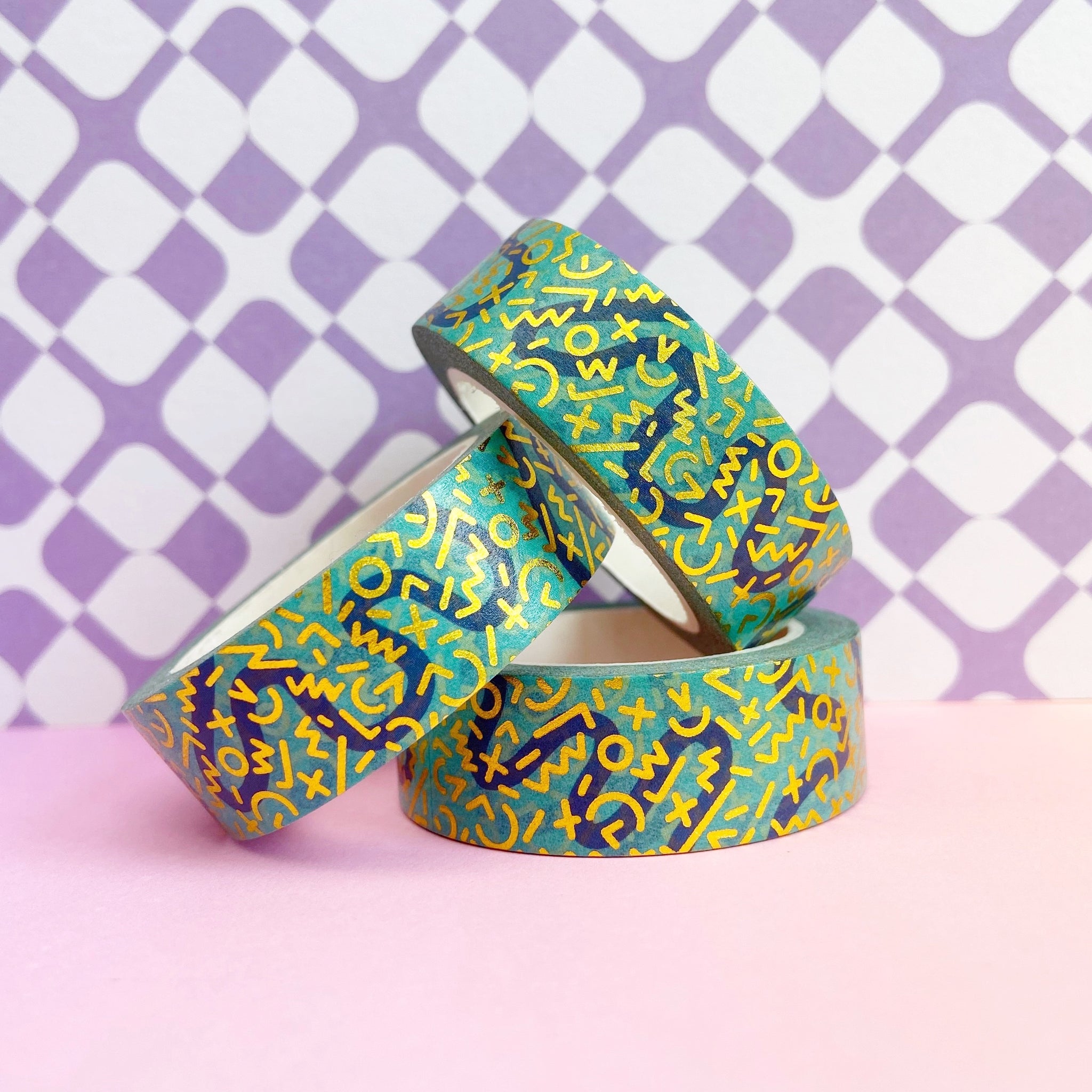 Turquoise Squiggle FOIL Washi Tape