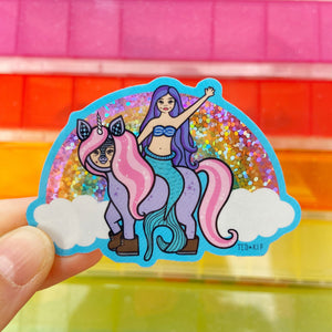 Mermaid Unicorn Glitter Vinyl Sticker