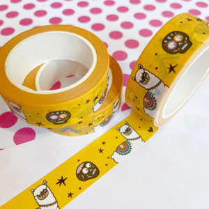 Yellow Llama And Skulls Washi Tape