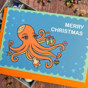 Gifting Octopus Christmas Card