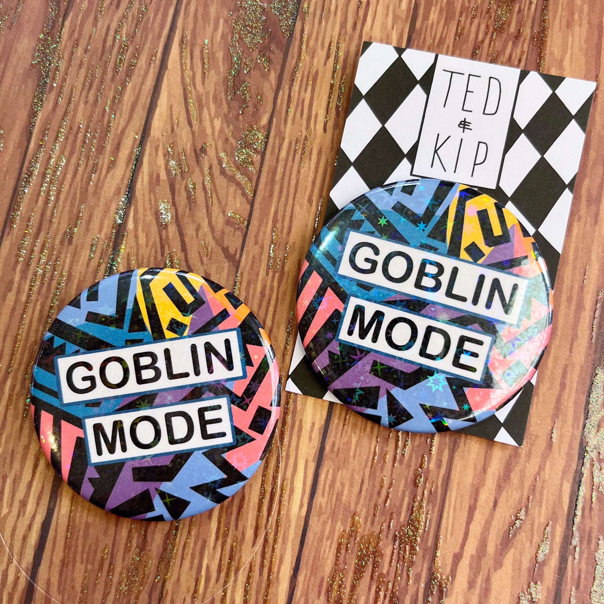 Goblin Mode Holographic Button Badge