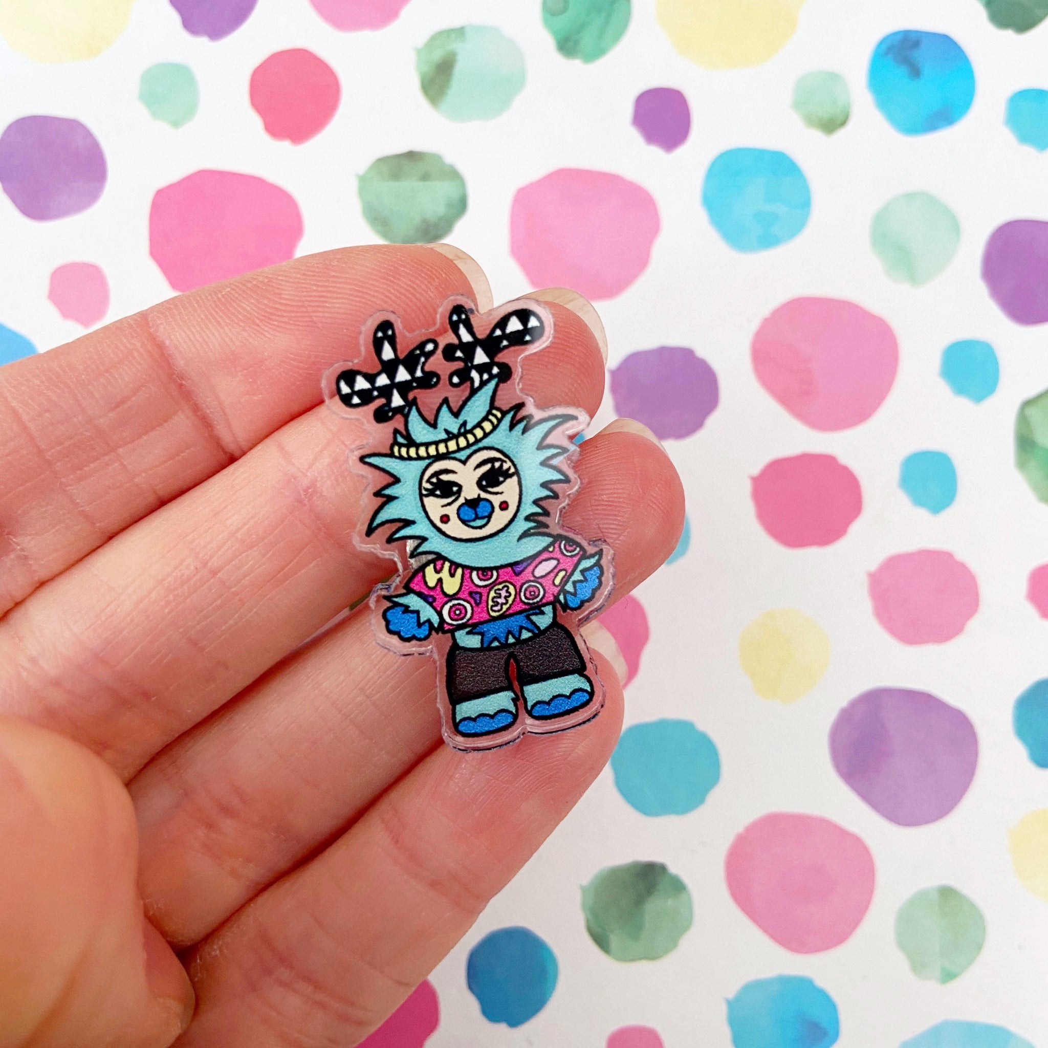 Reassurance Monster Acrylic Pin (Blue)