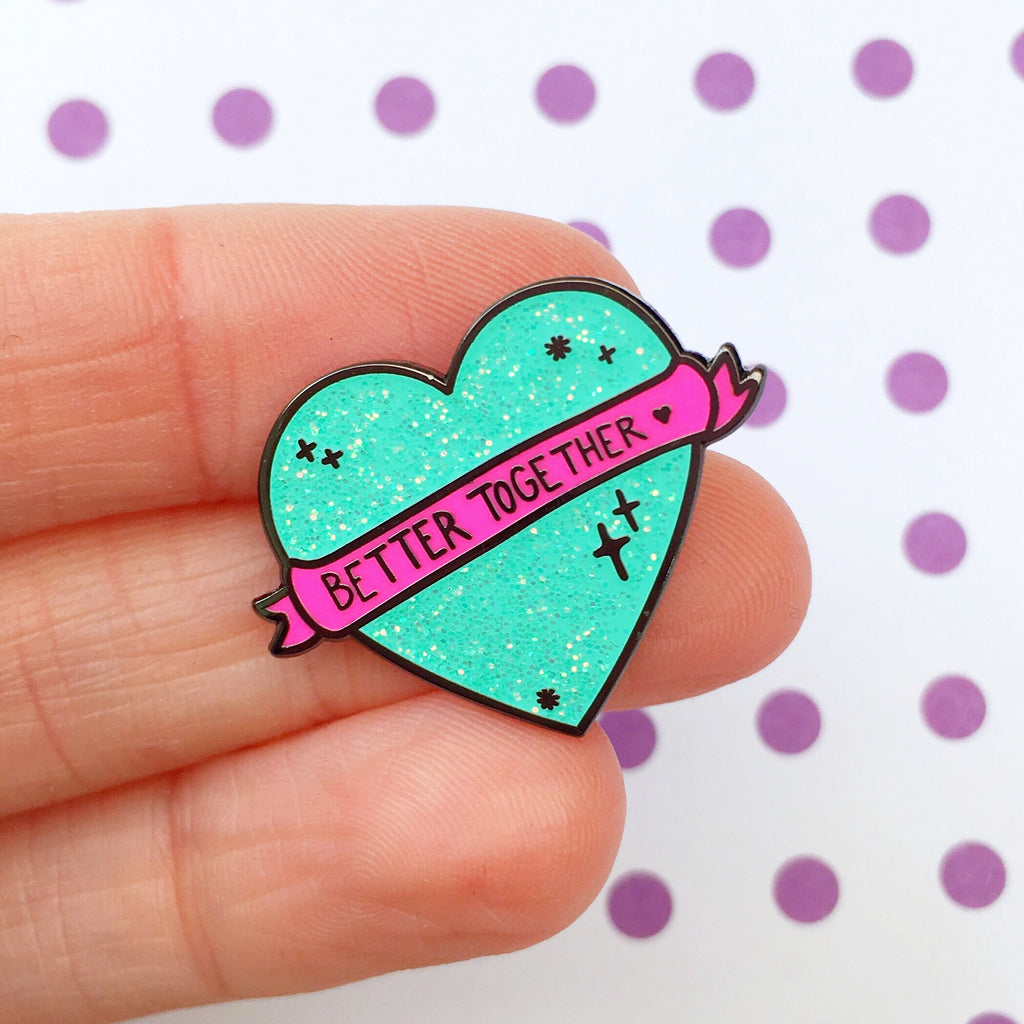 Better Together Glitter Heart Pin (Mint Green)