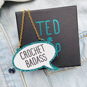 Crochet Badass Acrylic Necklace (Turquoise)