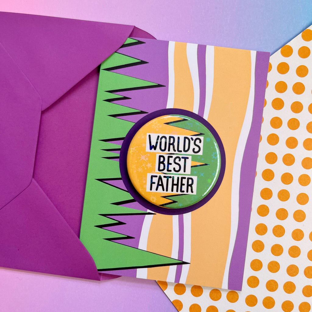 World’s Best Father Holo Badge Card