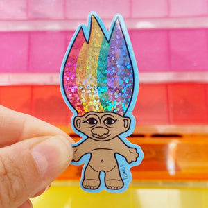 Rainbow Troll Glitter Vinyl Sticker
