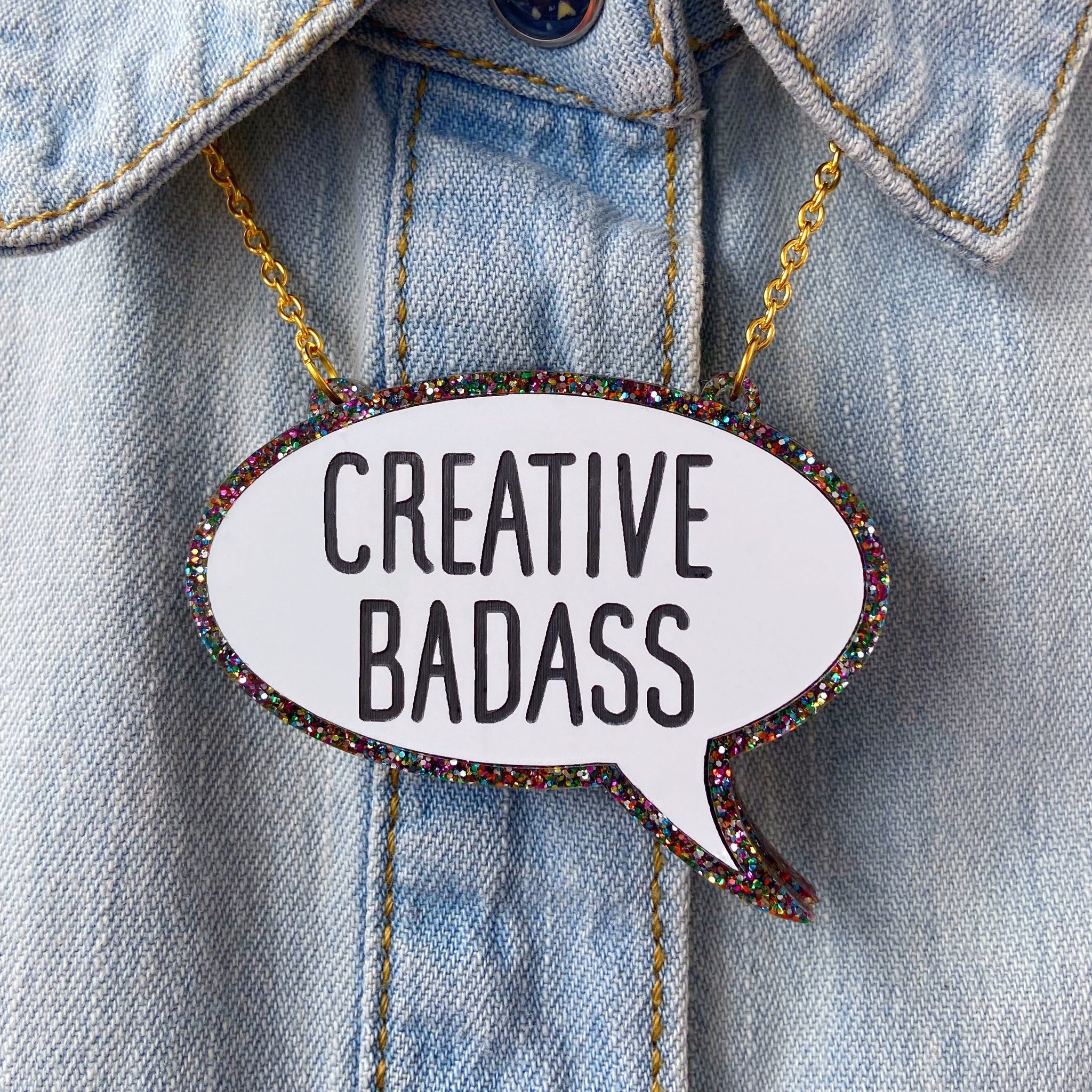 Creative Badass Acrylic Necklace (Multi Glitter)