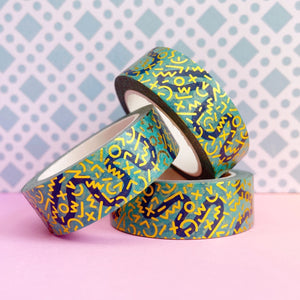 Turquoise Squiggle FOIL Washi Tape