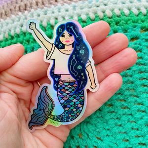 Mermaid Secret Hair Holographic Vinyl Sticker