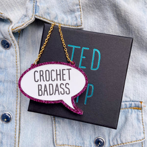 Crochet Badass Acrylic Necklace (Pink)
