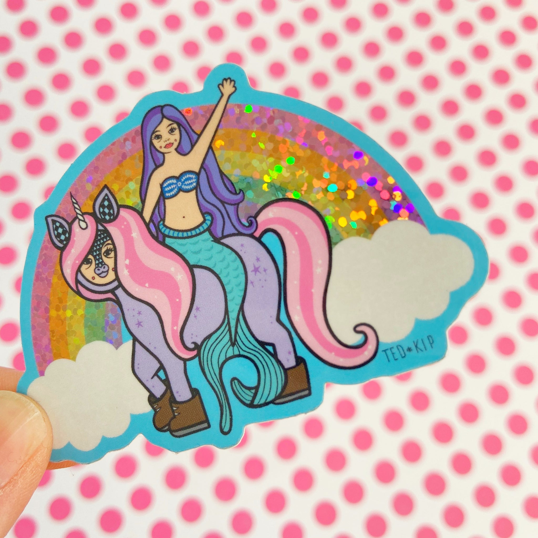 Mermaid Unicorn Glitter Vinyl Sticker