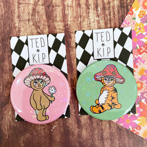 Mushroom Animal Button Badge Set