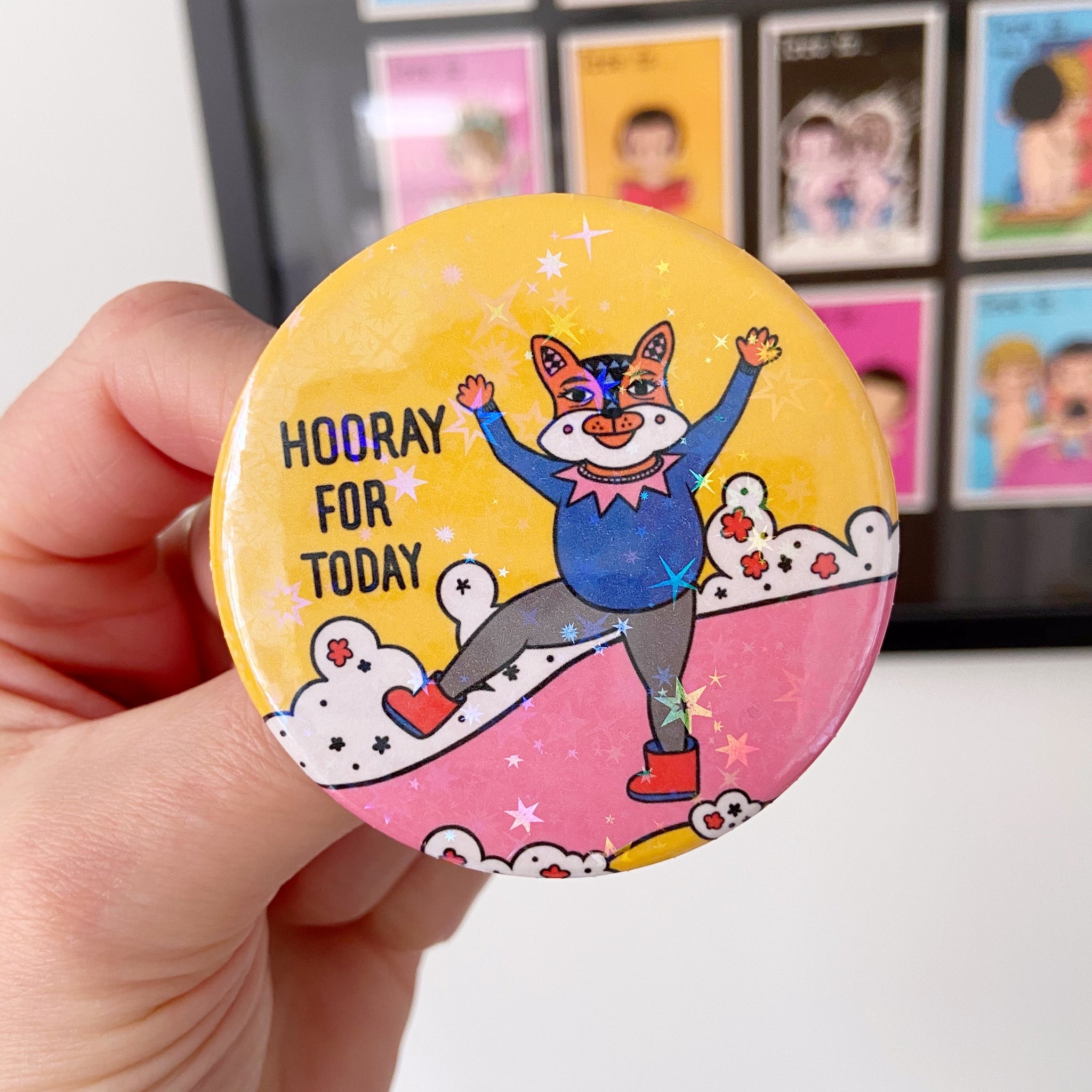 Hooray For Today Holographic Button Badge