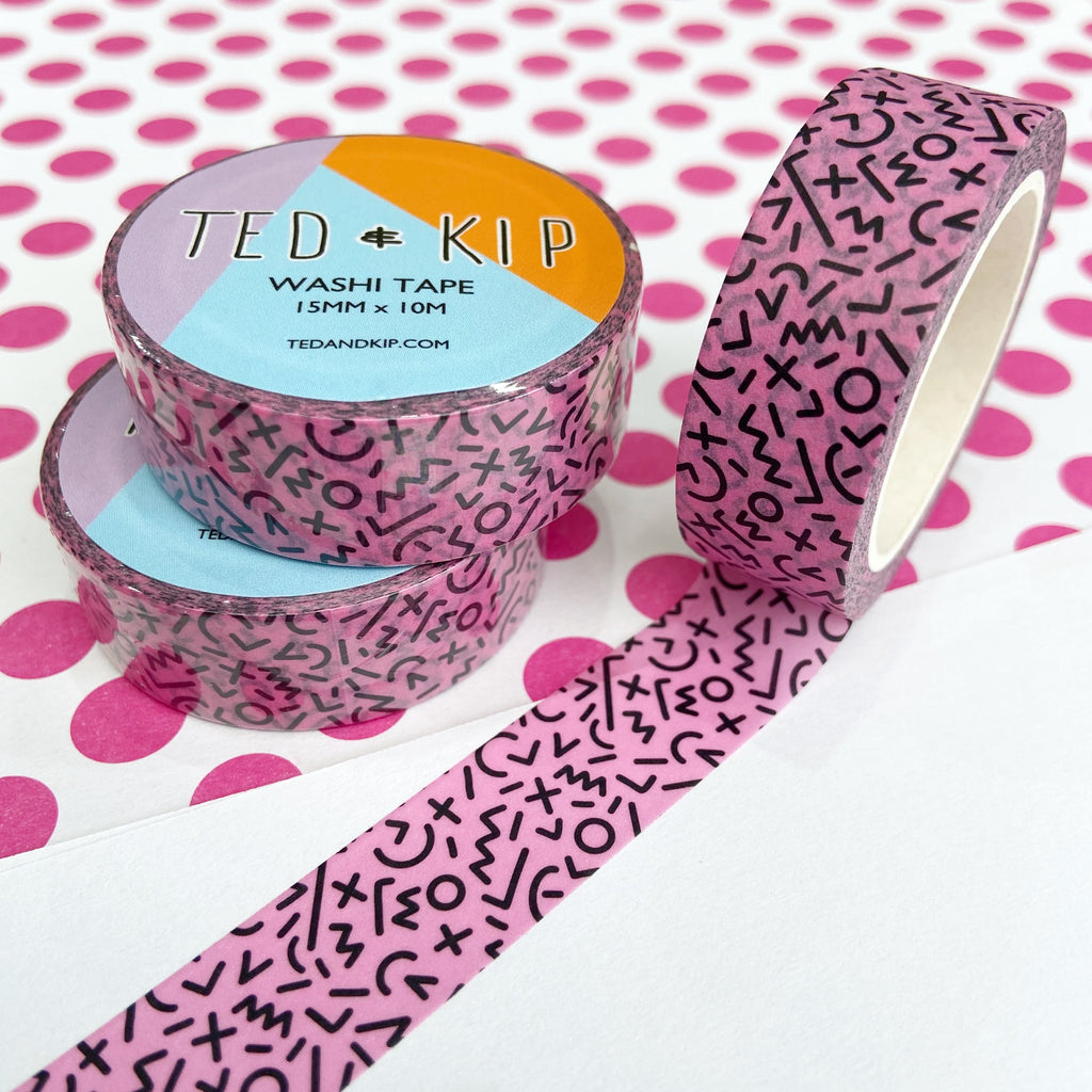 Abstract Pink And Black Washi Tape