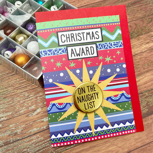 SALE On The Naughty List - Christmas Awards Card