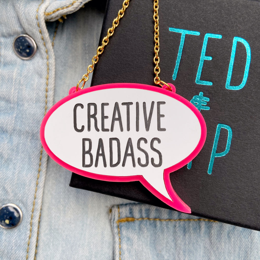 LIMITED EDITION Creative Badass Acrylic Necklace (Neon Pink)